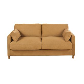 Maisons du monde Sof&aacute; cama de 3/4 plazas ocre, colch&oacute;n de 10 cm