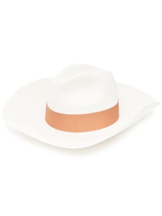 Borsalino Sophie ribbon-detail sun hat - women - Straw - L - White