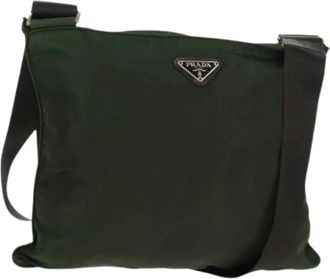 Prada Pre-owned Cross Body Bags, female, Green, Size: ONE SIZE Pre-owned Nylon Cross Body Bag