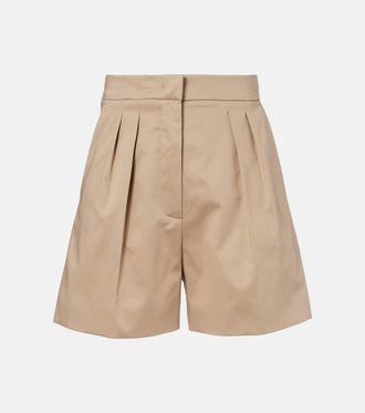 Max Mara Tabacco pleated cotton-blend shorts