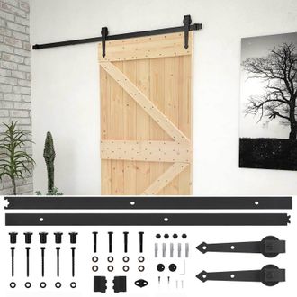 vidaXL Puerta Corredera Natural Y Negro 100 X 210 Cm Vidaxl