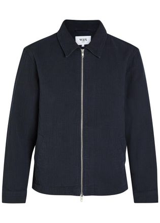 Wax London Eldon Crinkled Cotton and Linen-blend Jacket - Navy - XL