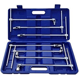 Trade Shop Trade Shop - Juego De Llaves En T De Doble Articulaci&oacute;n 7 Piezas Piezas Largas 8 10 12 13 14 17 19 Mm Articuladas