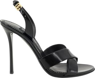 Dolce & Gabbana 105 Sandaal - Dames - Sandalen met hakken - Zwart - 41 EU - Leer - Schoenen
