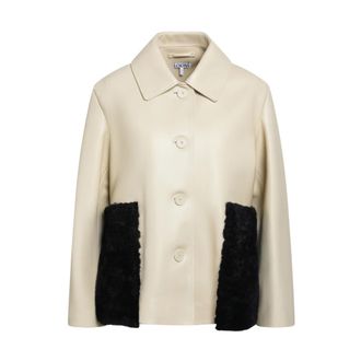 Loewe Lamsvacht Nappa Leren Jas - Dames - Leren en Su&egrave;de Jassen - Beige - XS - Leer - Jassen