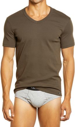 Tom Ford Cotton Jersey V-Neck T-Shirt in Military Green at Nordstrom, Size Xx-Large
