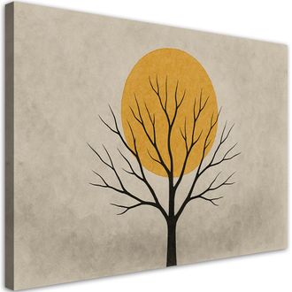 Artgeist Quadro Su Tela, Albero Sole Minimalismo Beige - 90x60