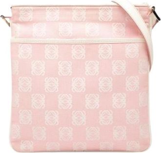 Loewe Pre-owned Canvas Crossbody Bag - Dames - Vintage Schoudertas - Roze - ONE Size - Leer - Vintage