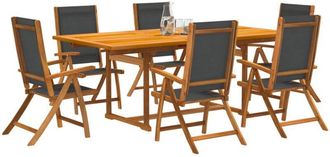 vidaXL Juego Comedor De Jard&iacute;n 7 Pzas Madera Maciza Acacia Y Textileno Vidaxl