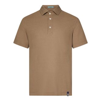 Drumohr Hazelnut Polo Shirt with Front Placket - male - Drumohr - Polo Shirts - Brown - M - Tops