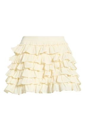 ASTR the Label Danfy Tiered Ruffle Cotton Shorts in Cream at Nordstrom, Size X-Small