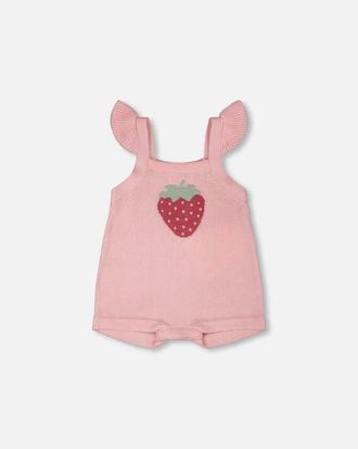 Deux par Deux Knit Strawberry Romper in Light Pink at Nordstrom, Size 24M