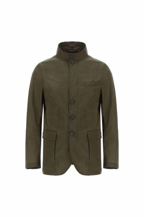 Herno Mens High Neck Button Up Jacket In Green