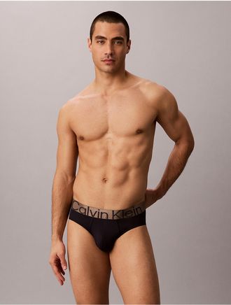 Calvin Klein Mens Brushed Microfiber Stretch Bronze Hip Brief - Blue - XL