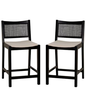 Linon Beaux Pack Of 2 Cane Counter Stools