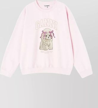 Ganni organic cotton graphic print relaxed-fit sweatshirt