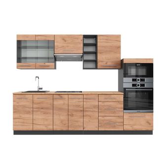 Vicco Mueble De Cocina Fame-line, Oro Power Roble/antracita, 280 Cm, Et Roble