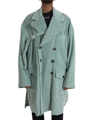 Dolce & Gabbana Mens Oversized Corduroy Coat Model Jkt3852 - Turquoise Cotton - Size EU 52 (Mens)