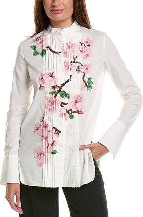 Oscar De La Renta Oscar De La Renta Long Sleeve Cherry Blossom Blouse