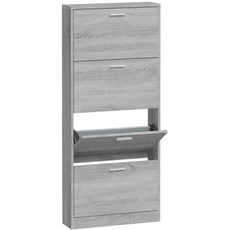 vidaXL Shoe Cabinet Grey Sonoma 59x17x150 cm Engineered Wood vidaXL