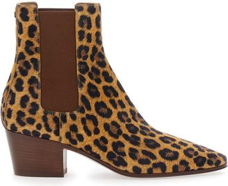 Casadei Brown Ankle Boots With All-over Leopard Print In Leather Blend Woman