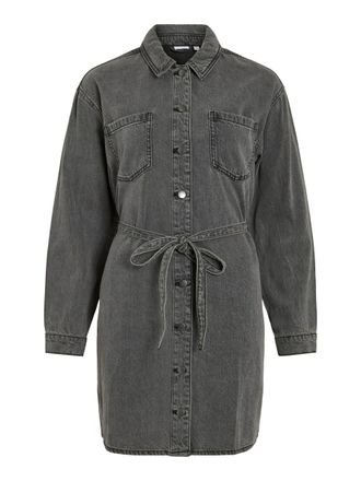 Vila Vikiki L/S Denim Shirt Dress Dgd, Dark Grey Denim, 16