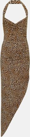 Norma Kamali Cayla leopard-print asymmetric maxi dress