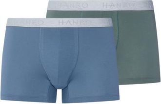 Hanro Cotton Essentials 2-Pack Cotton Boxer Briefs in Studio Green /Retro Bl at Nordstrom, Size Xx-Large