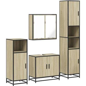 vidaXL Vidaxl - Juego De Muebles De Ba&ntilde;o 4 Pzas Contrachapada Roble Sonoma
