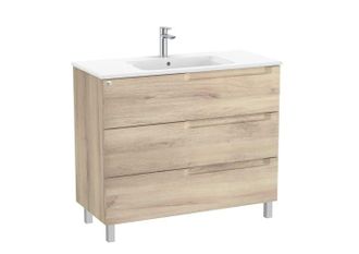 Roca Roca - Pack Unik Mueble De 3 Cajones + Lavabo En El Centro Aleyda Color: Beige Madera - Medidas: 1005x460x740 Mm