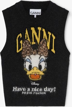Ganni Mixed Daisy Duck Graphic Wool Vest