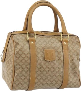 Celine Vintage Macadam Handbag Canvas And Leather Beige Canvas Handbag (Pre-Owned)