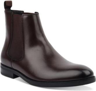 Alfani 1001593150 Boots Mens US 9.5 Brown Faux Leather Round Toe Chelsea GBNC670