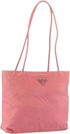 Prada Pre-owned Shoulder Bags, female, Pink, Size: ONE SIZE Pre-owned Nylon Shoulder Bag