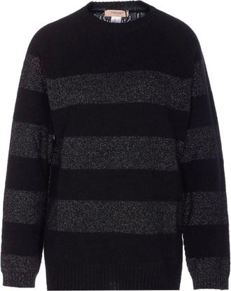 Twinset Truien & Vesten, Dames, Zwart, S, Wol, Gebreide trui met metallic accenten