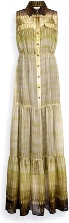 Liu Jo Gekleurde chiffon overhemdjurk - Dames - Maxi kleedjes - Veelkleurig - XL - Chiffon - Kleedjes