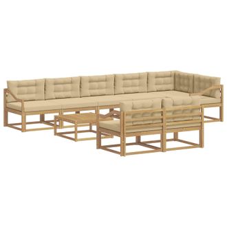 vidaXL Conjunto De Sof&aacute;s De Exterior 9 Uds. Y Beige Poli&eacute;ster Vidaxl