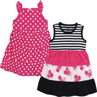 Hudson Baby 2Pk Dress in Pink Black Roses at Nordstrom, Size 18-24M