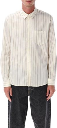 A.P.C. White Classic Collar Striped Shirt