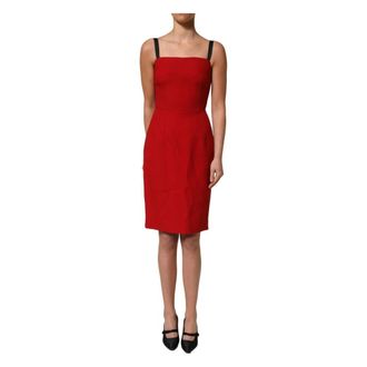 Dolce & Gabbana Short Dresses, female, Red, Size: S Stretch-Cady Sheath Dress