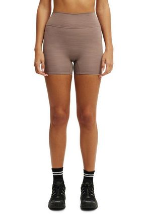 Cotton On Womens Active Ultra Soft Invisible Scrunch Shortie Short in Mocha Marle at Nordstrom, Size X-Small