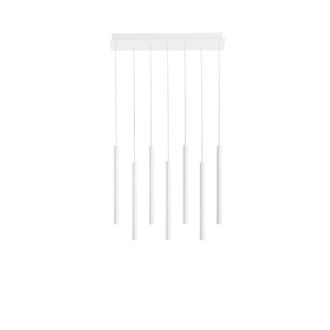 Luce-Ambiente-Design Suspension Led Pype with 7 Pendants in White Metal, Cct