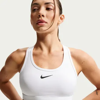 Nike Womens Swoosh Medium Support Padded Sports Bra in White | DX6821-100