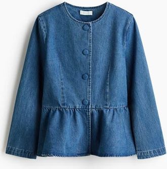 H&M Collarless Peplum Jacket in Denim Blue at Nordstrom, Size Xx-Large