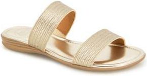 André Assous Nabila Flat Sandal in Platino Raffia at Nordstrom Rack, Size 7.5