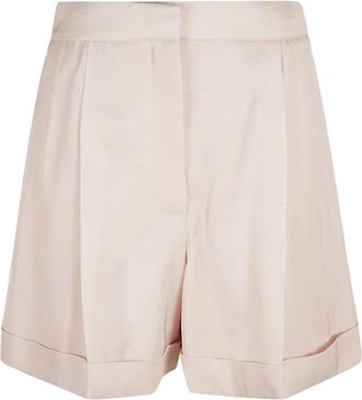 Alexander McQueen pleated cuffed-hem shorts - women - Viscose - 40 - Neutrals