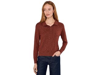 Mod-o-doc Long Sleeve Polo Sweater Womens Sweater Cider : MD (US 8-10), Cotton/Viscose