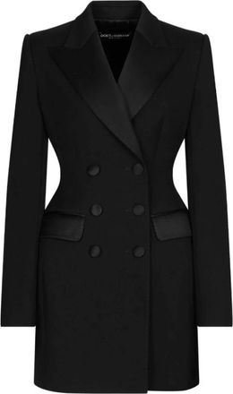 Dolce & Gabbana Zwart Wolblend Double-Breasted Jas - Dames - Blazers - Zwart - S - Wol - Jassen