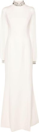 Jean-Louis Sabaji crystal-embellished gown - women - Fabric/glass - 38 - Neutrals