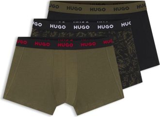 HUGO BOSS Three-pack of stretch-cotton trunks with logo waistband